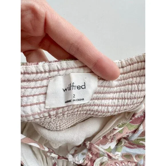 Aritzia WILFRED Bellow Paisley Floral Crepe Gathered Mini Slip Dress, Size 2 - Picture 9 of 16